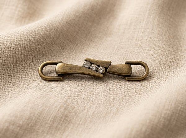 Antique brass S-curve belt clasp with crystals